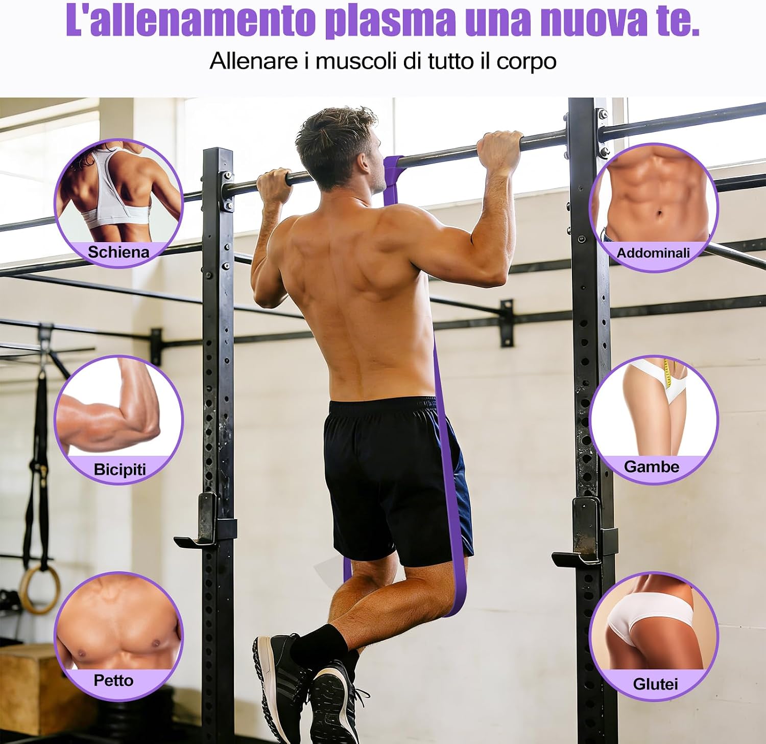 Detalle de Fokky Elastici Fitness 5 Livelli di Resistenza con Ancoraggio per Porta – Set completo per allenamento total body
