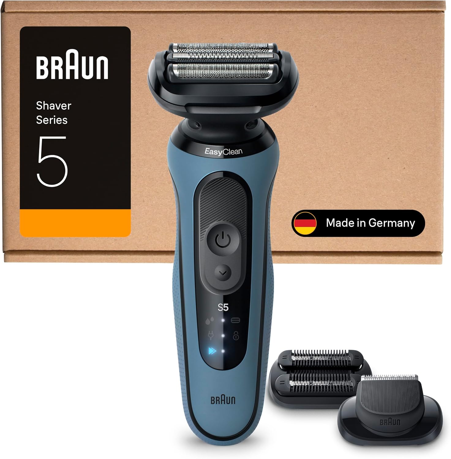 Detalle de Braun Serie 5 Rasoio Elettrico Barba Wet&Dry 52-A1820SI Azzurro (senza fili) con +2 accessori