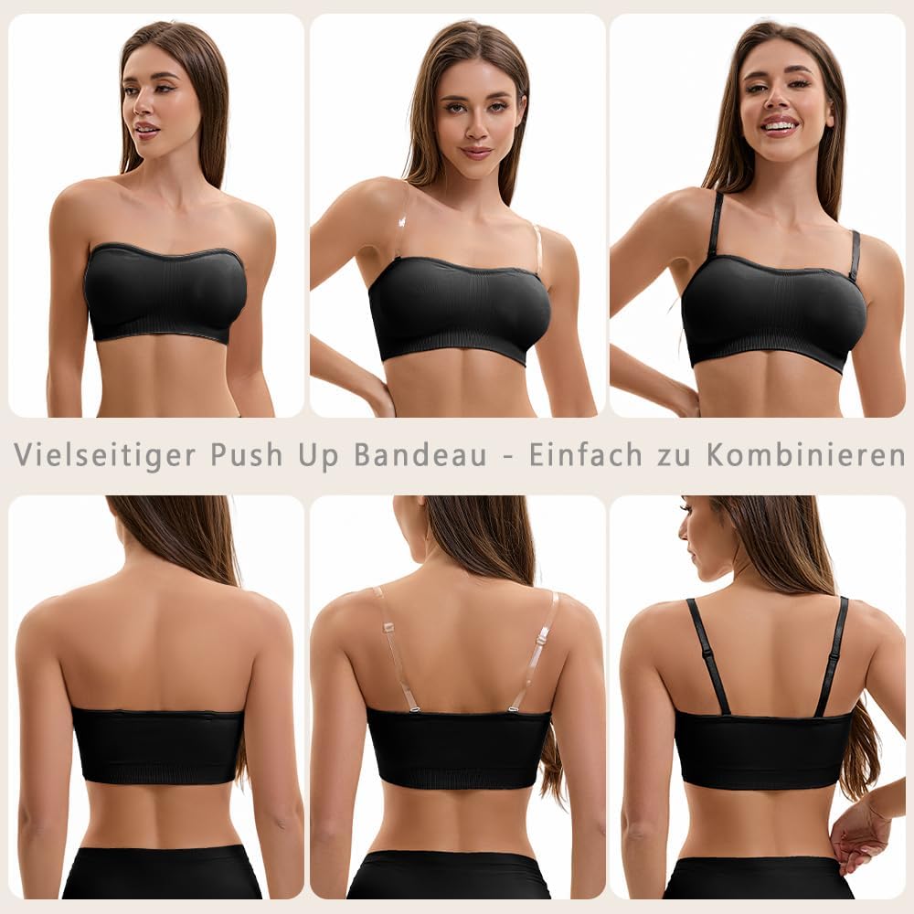 Thumbnail 3 de Damen Bandeau BH Push Up Ohne Bügel von Ailixcozy – Trägerlos, rutschfest, nahtlos, Große Größen