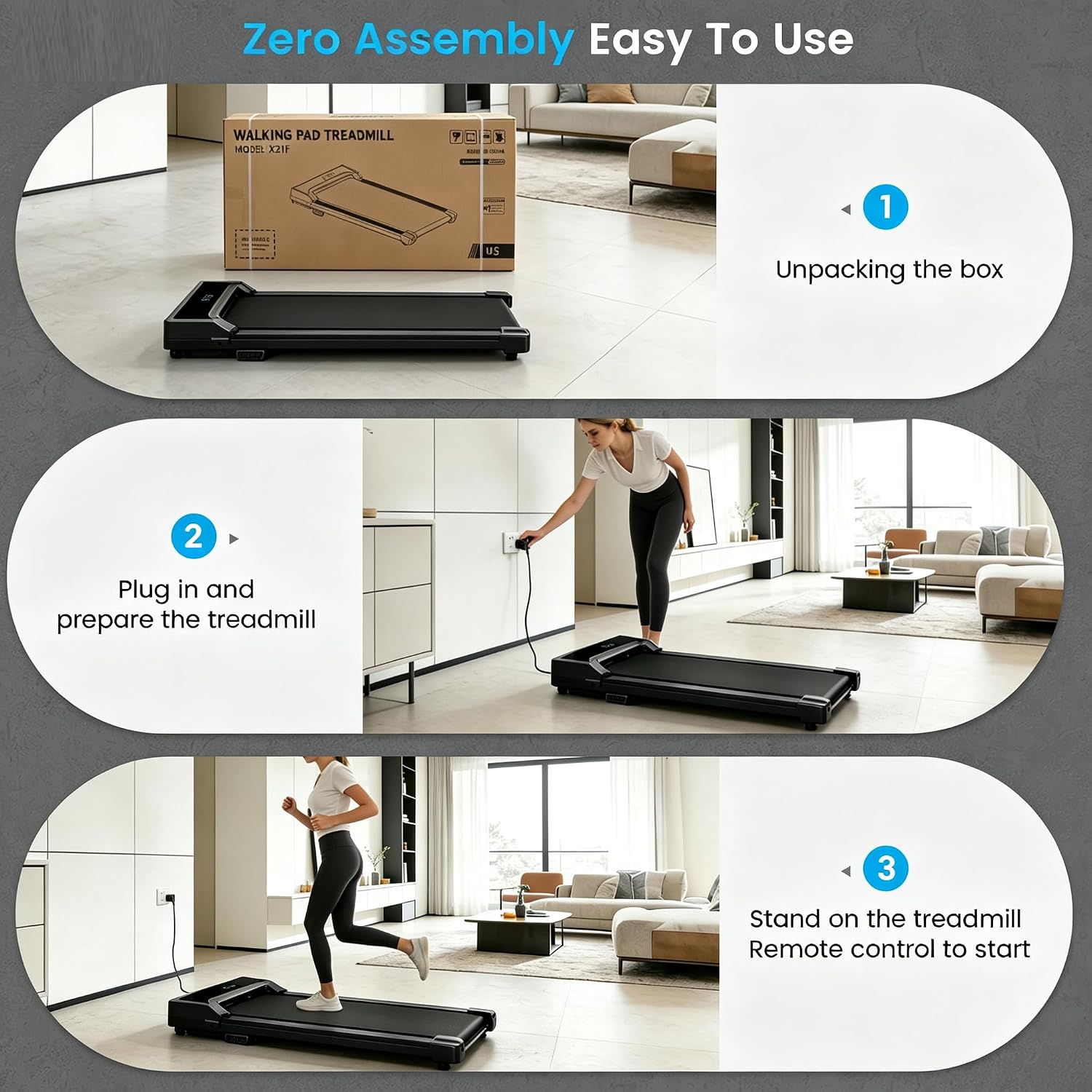 Thumbnail 6 de Rythkore Walking Pad Treadmill with Remote, 0.6–4.0 MPH, Compact Design