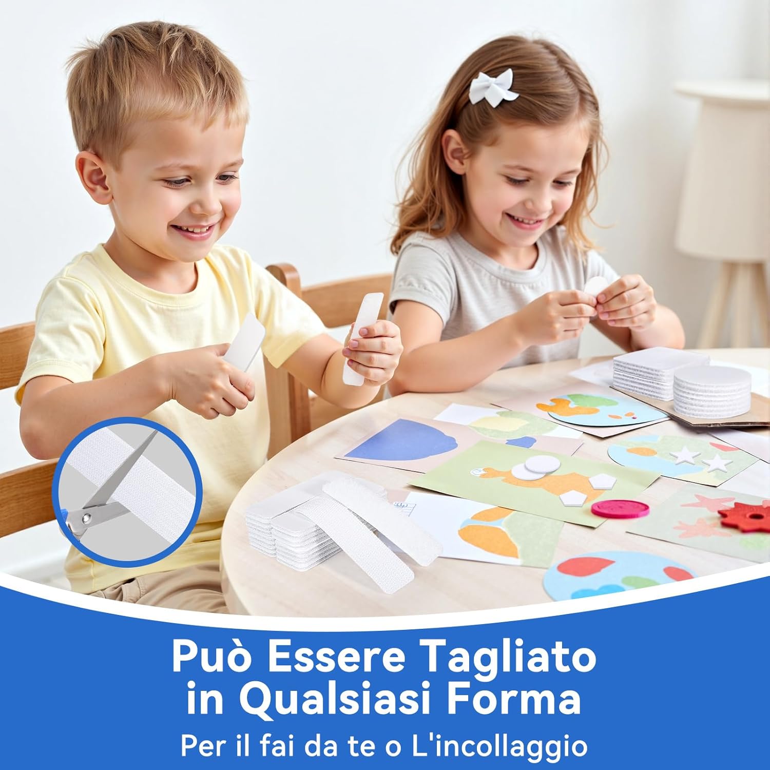 Thumbnail 5 de HOMMAND Feltro Adesivo Forte Biadesivo con sistema hook & loop (24 pezzi) bianco