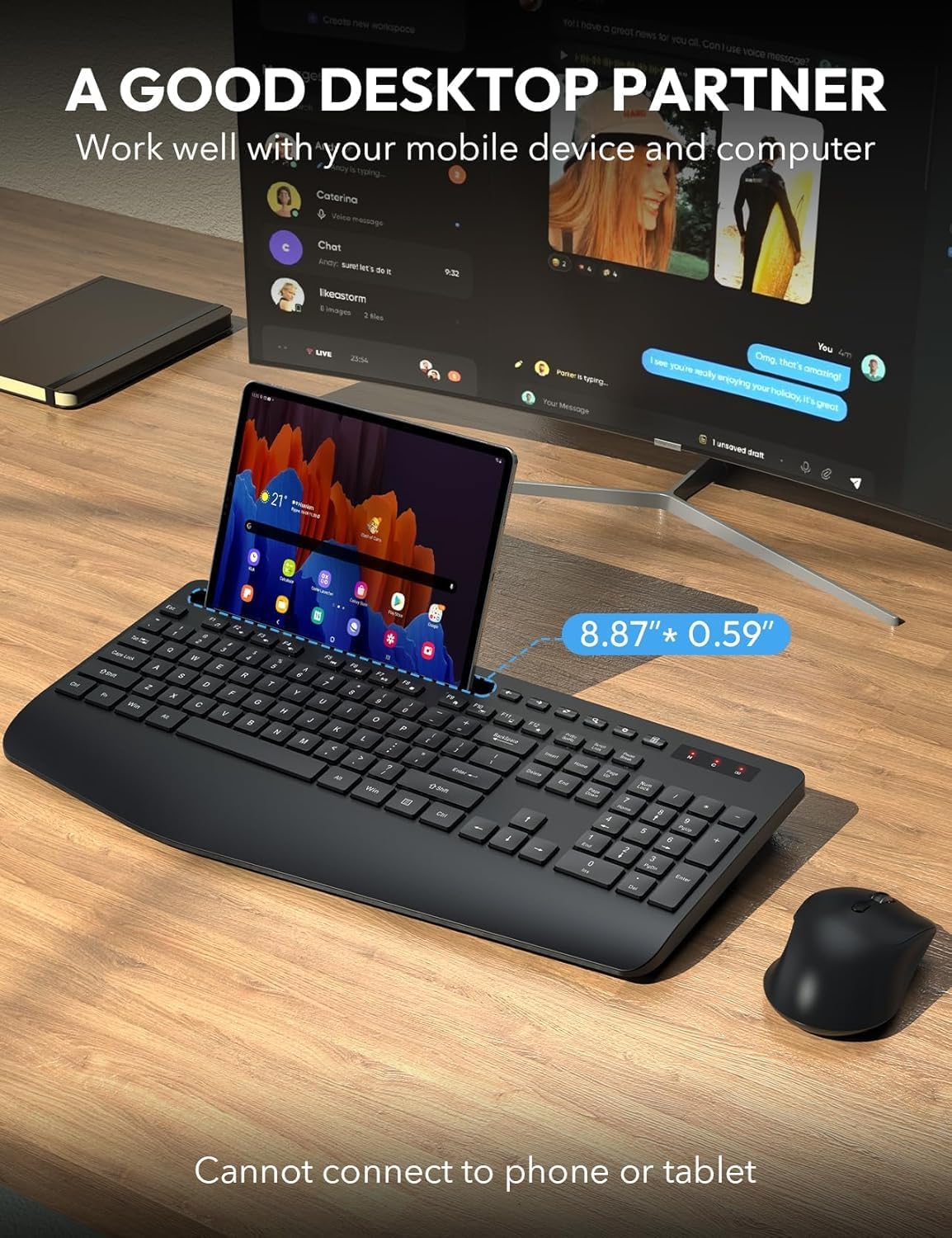 Detalle de SABLUTE Wireless Keyboard Combo 33 ft ⌨