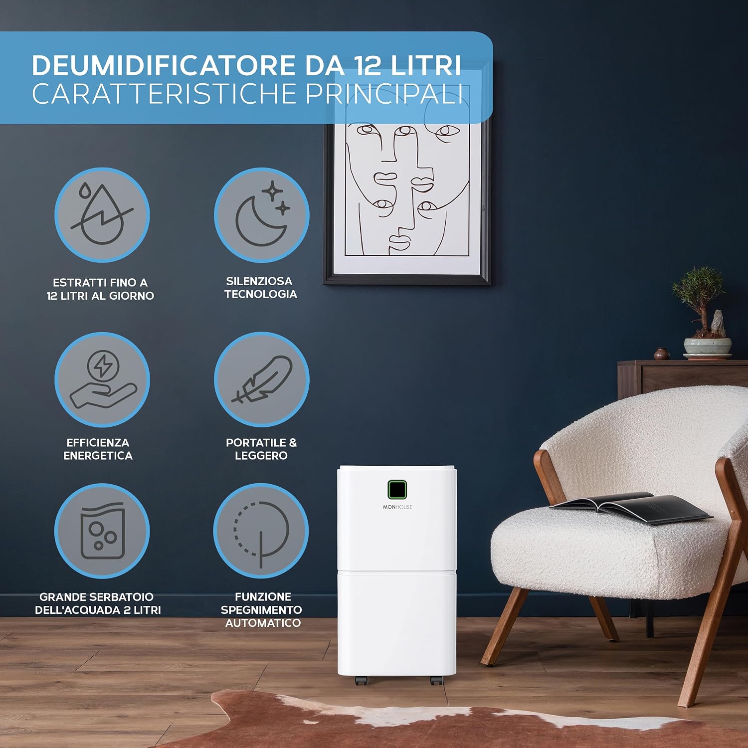 Detalle 2 de MONHOUSE Deumidificatore Digitale 12 L/giorno