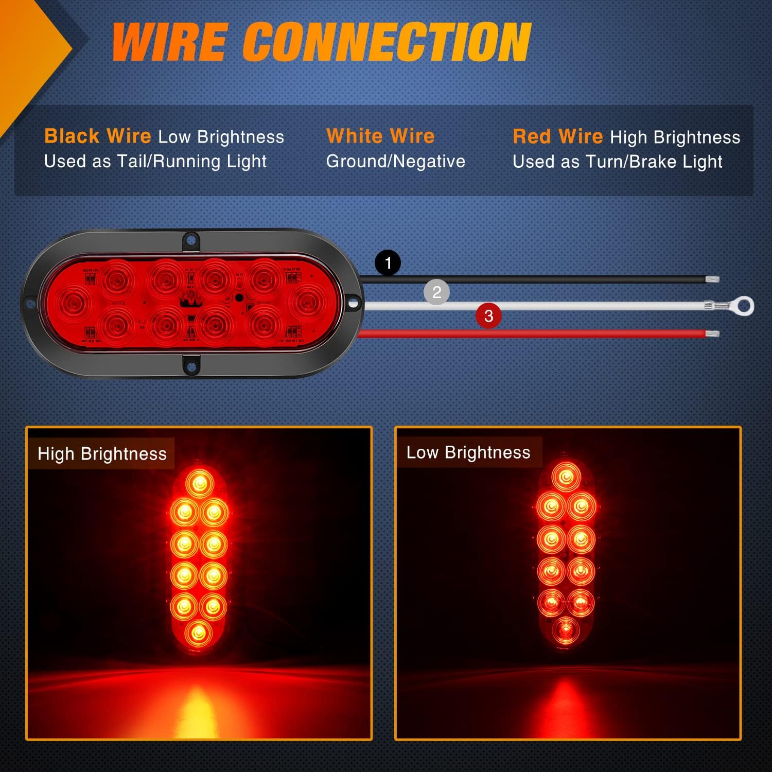 Thumbnail 2 de Nilight 6 Inch Oval Red LED Trailer Tail Light