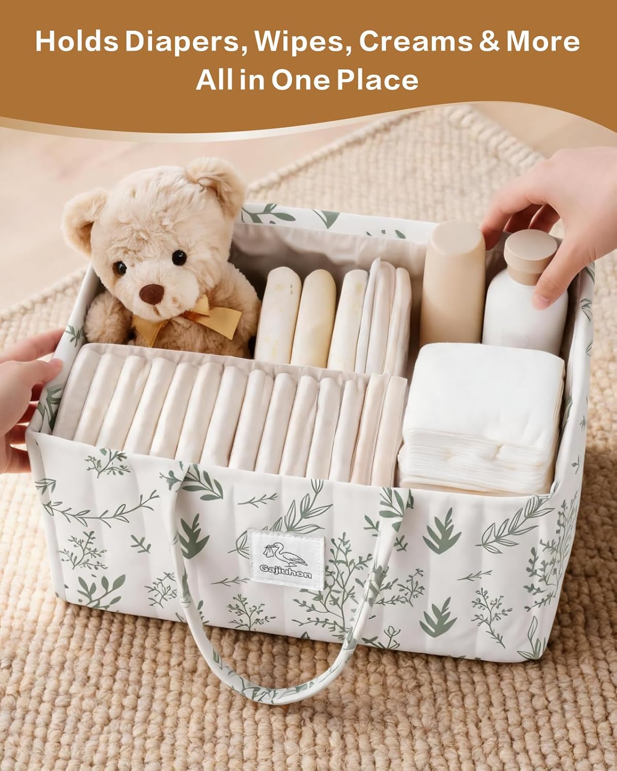 Detalle de Gajiuhon Diaper Caddy Organizer, Sage Sprigs