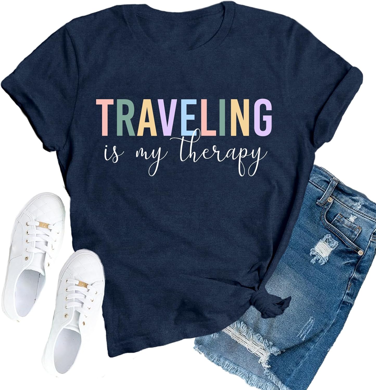 Thumbnail 6 de SUWATOIN Travel Shirt for Women: Travel Is My Therapy Tee