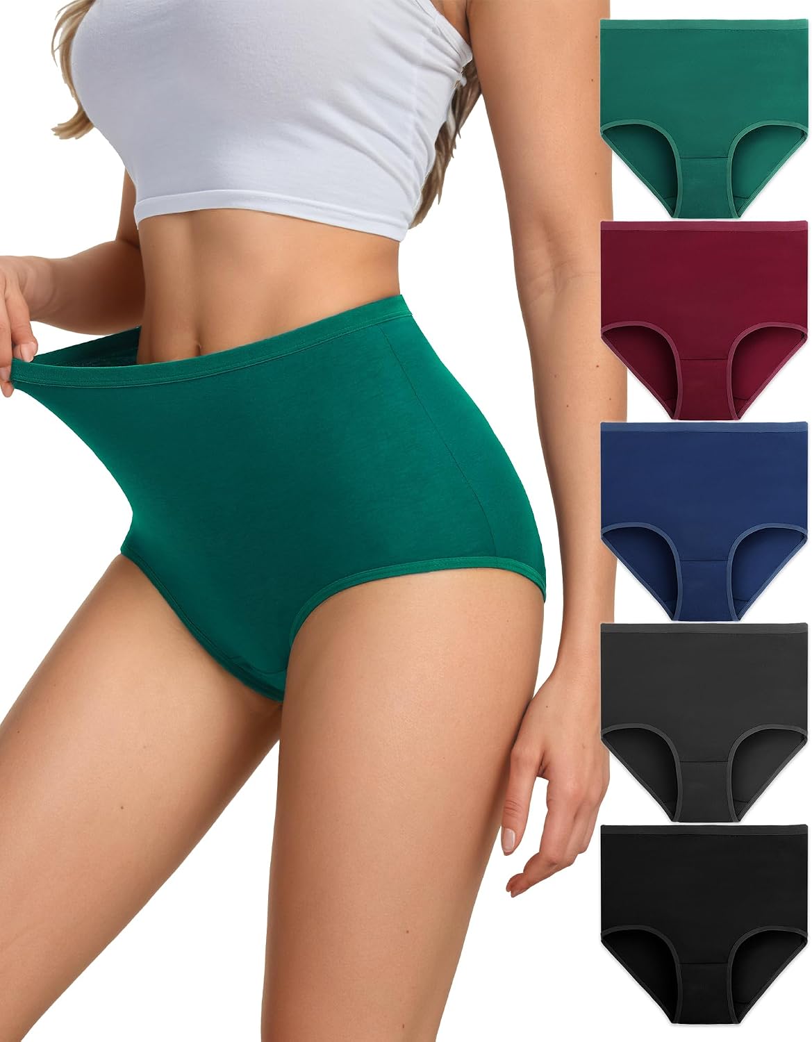 Detalle de High waisted cotton briefs 5 pack