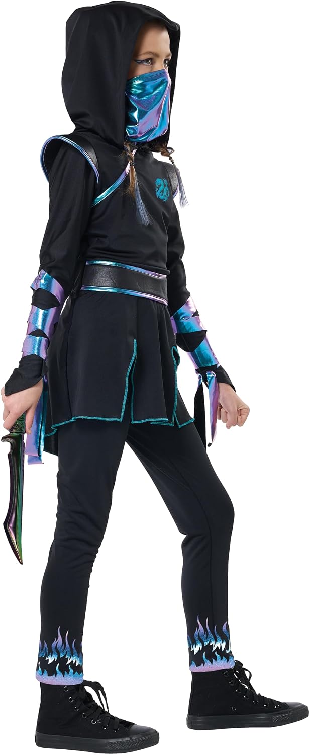Detalle de California Costumes 3023-085 Girls' Ninja Nightfire Costume with Hood