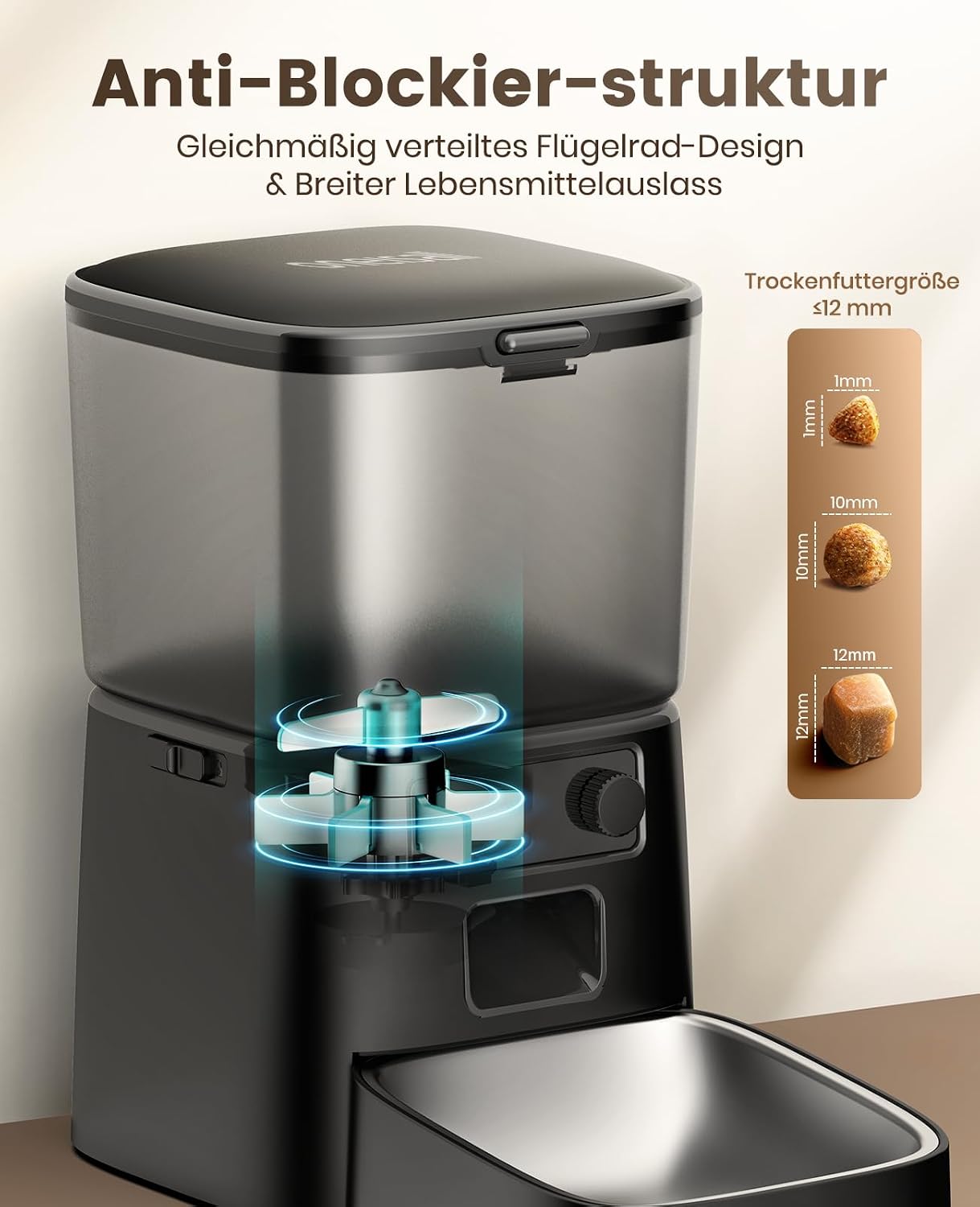 Thumbnail 6 de oneisall 3,5 l Futterautomat für Katze mit WiFi & App-Steuerung (Upgrade 2,4 GHz) – inkl. Edelstahlnapf (Schwarz)