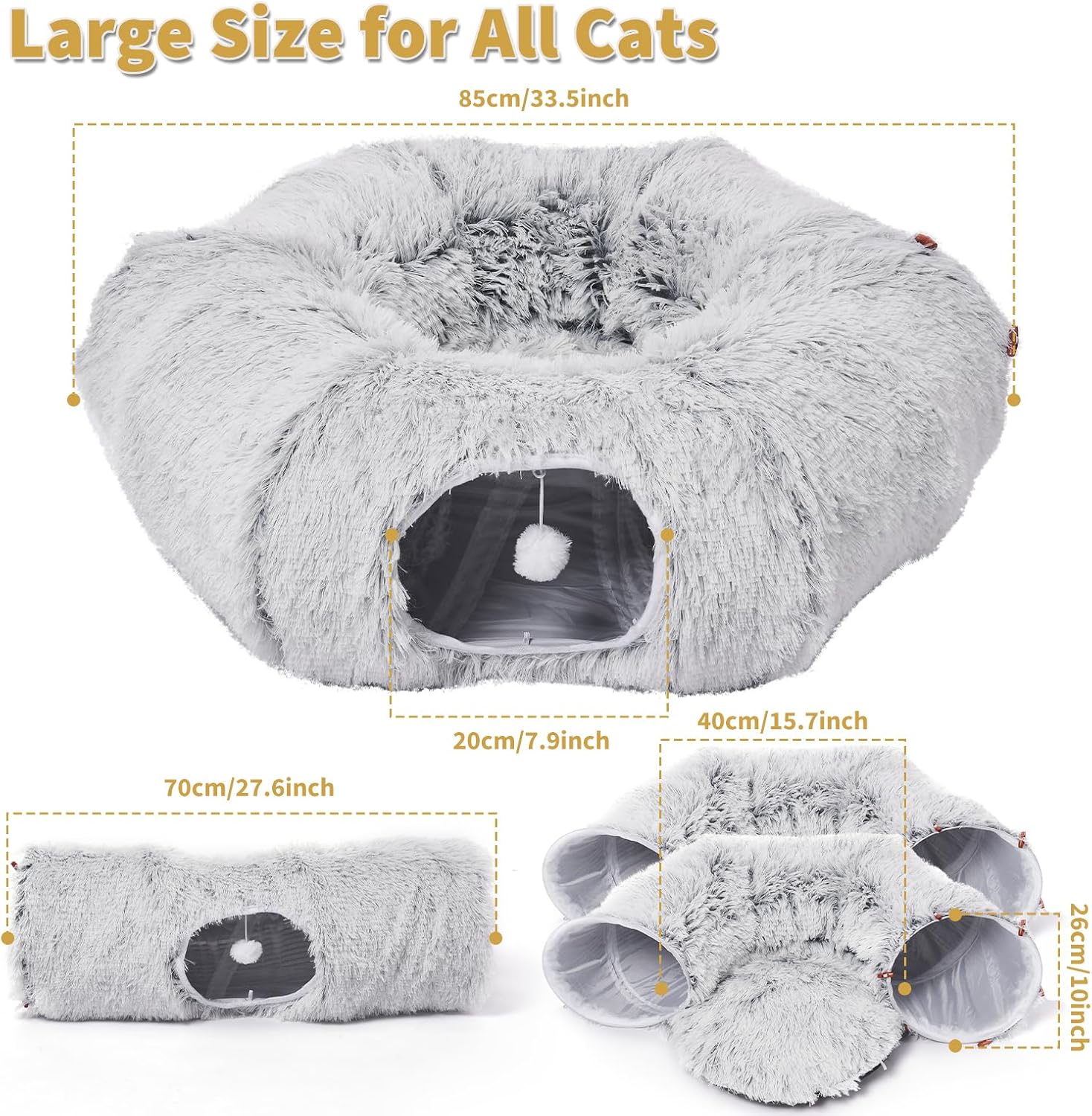 Detalle 2 de Odoland Cat Tunnel Toy with Bed (20-piece interactive tunnel set) for indoor play and naps