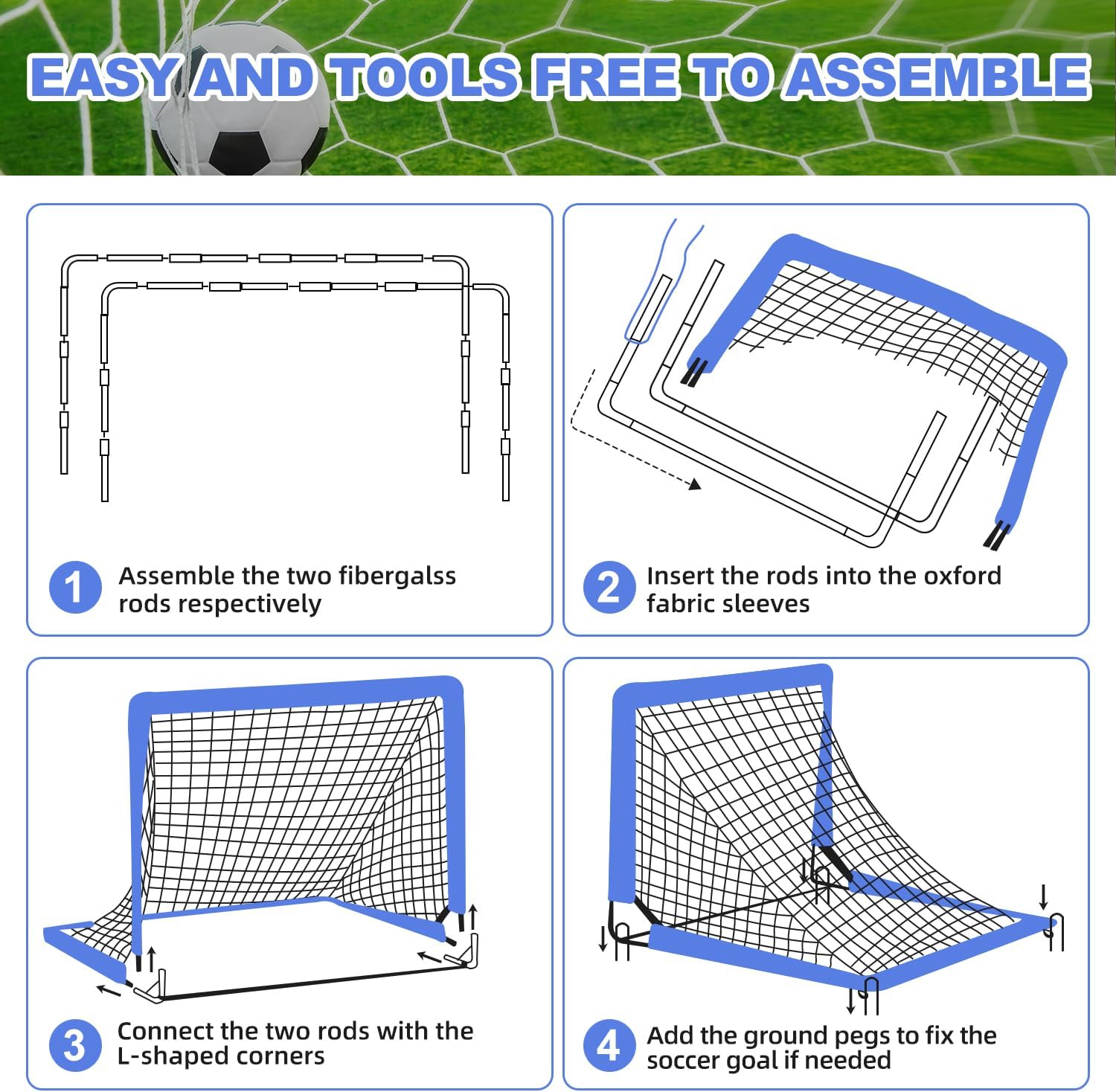 Detalle 2 de Bagail Football Goal rete calcio pop up 120×90×90 cm