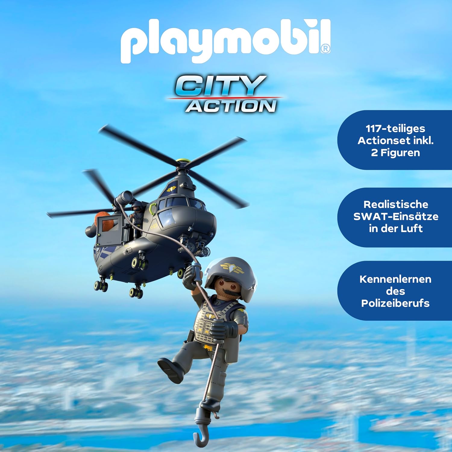 Thumbnail 2 de PLAYMOBIL City Action SWAT-Rettungshelikopter (71149) – detailreiches Freispiel mit Licht & Sound