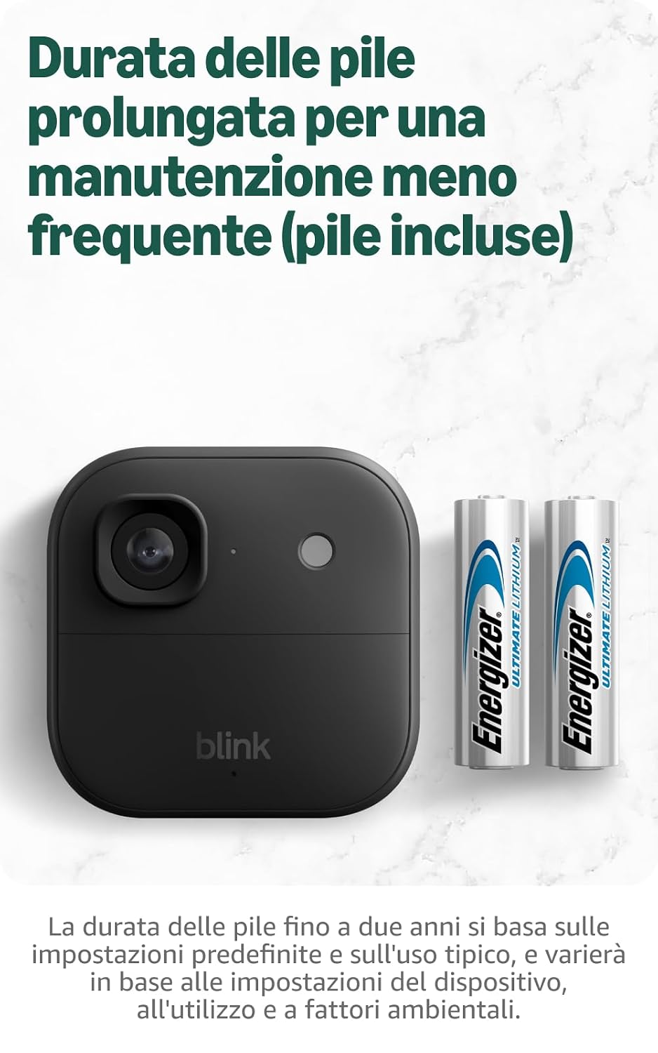 Detalle de Videocamera esterna 2K+ Blink (ultimo modello) con audio bidirezionale e visione a colori in low light