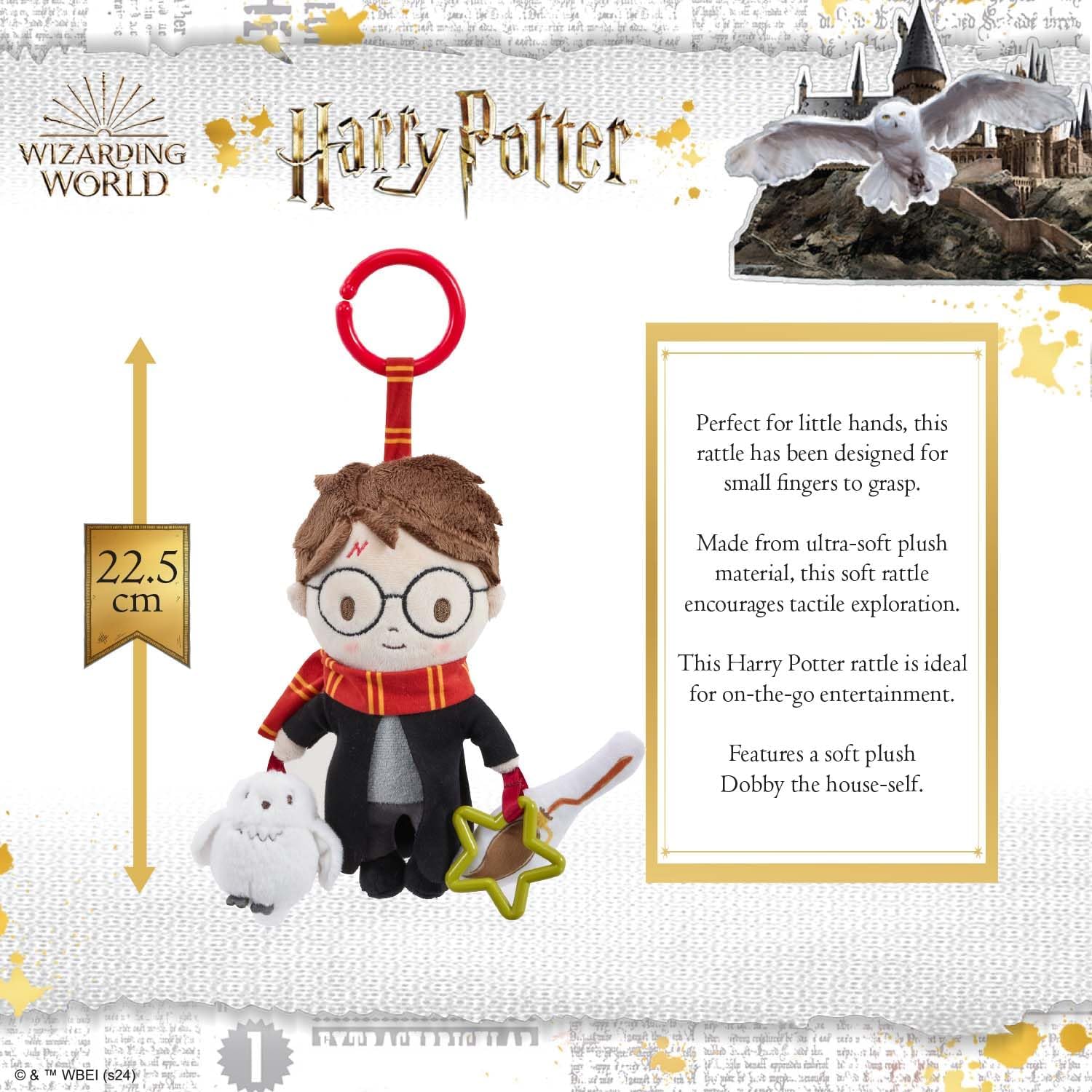 Thumbnail 2 de Harry Potter On the Go Activity Toy (clip-on pram & pushchair newborn toy) – crinkle broomstick & squeaky owl