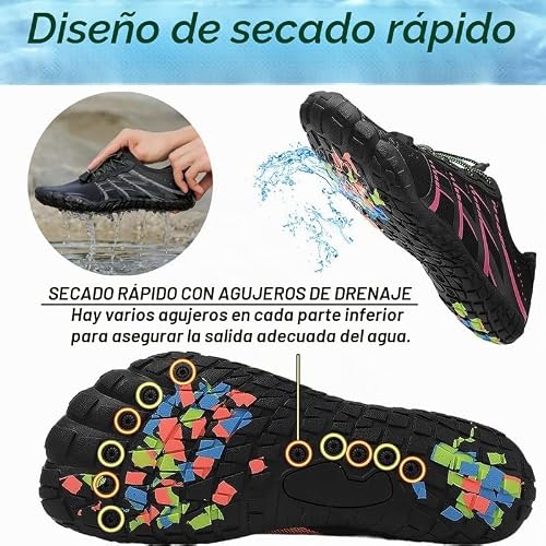 Detalle de ZiItop Zapatos Descalzos Unisex - Zapatillas anfibias para playa, agua y yoga (Negro 44EU)