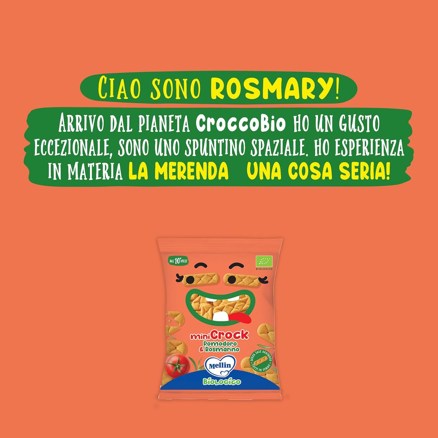 Detalle de Mellin MiniCrock Pomodoro e Rosmarino – Snack biologico per bambini dai 10 mesi (300 g in 10 confezioni da 30 g)