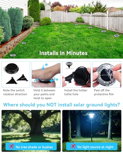 Detalle de ArsMotin Luci Solari da Giardino da Incasso, 8 LED 3000K, 12 pezzi IP65 per esterni