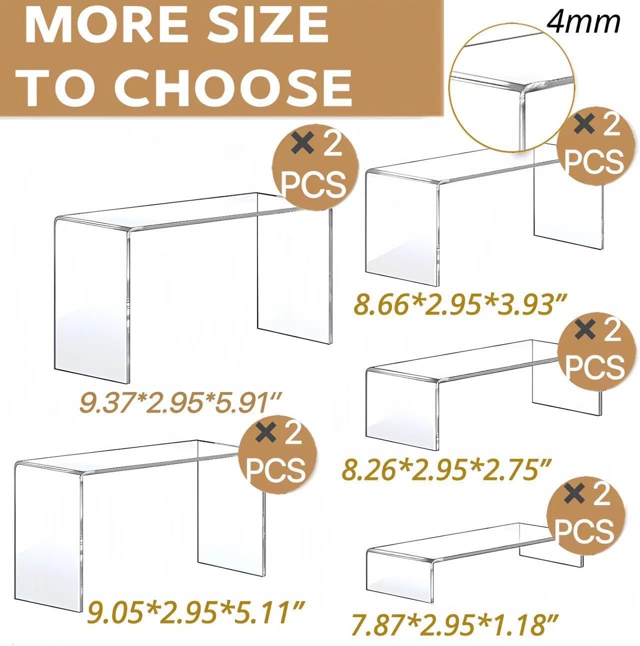 Detalle 2 de Deefongo acrylic display risers (10-piece set) – 5-tier clear rectangular tiered shelf stands for cupcakes, collectibles and jewellery