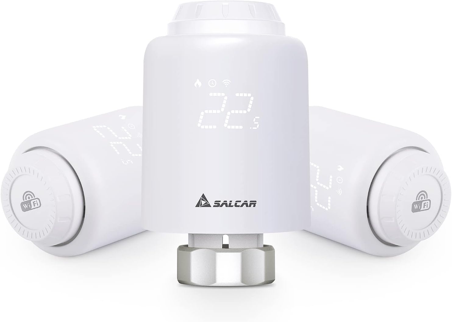 Detalle de SALCAR Pack de 3 Têtes Thermostatiques Connectées WiFi – Compatible Alexa & Google Assistant