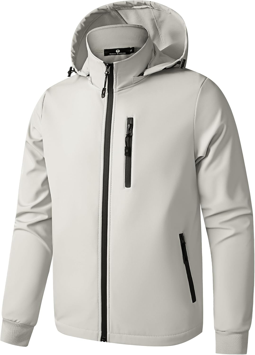 Detalle de TONY BACKER 6860 Giacca softshell uomo impermeabile antivento con cappuccio