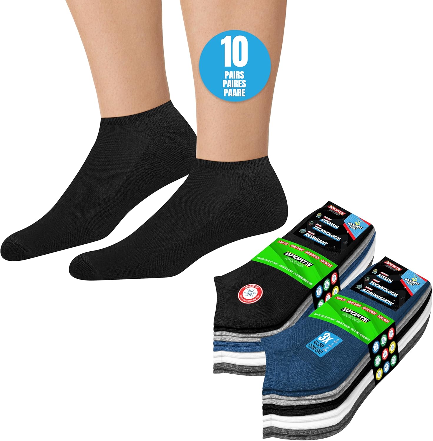 Thumbnail 6 de SOXCO 10 paia di calze corte sportive da uomo e donna con tecnologia traspirante