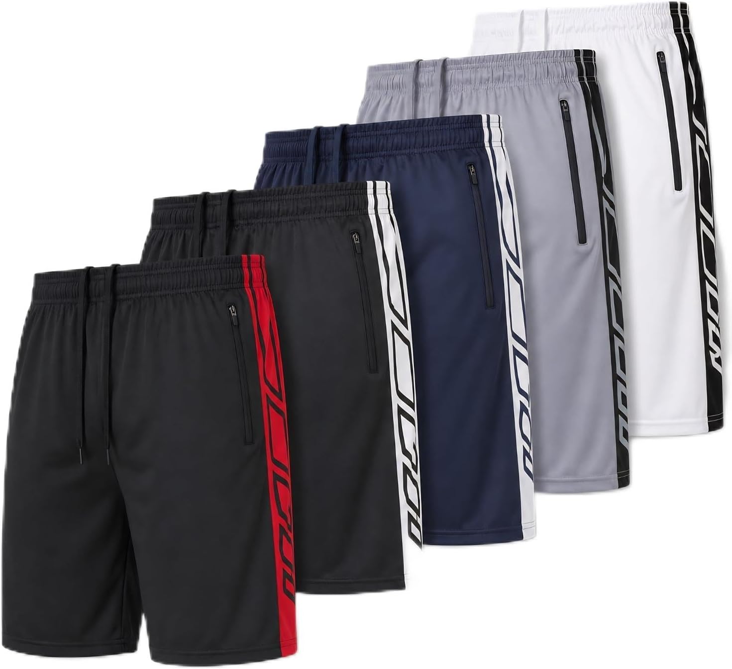 Detalle de Ultra Performance Men's 5 Pack Loose-Fit Athletic Shorts with Zippered Pockets