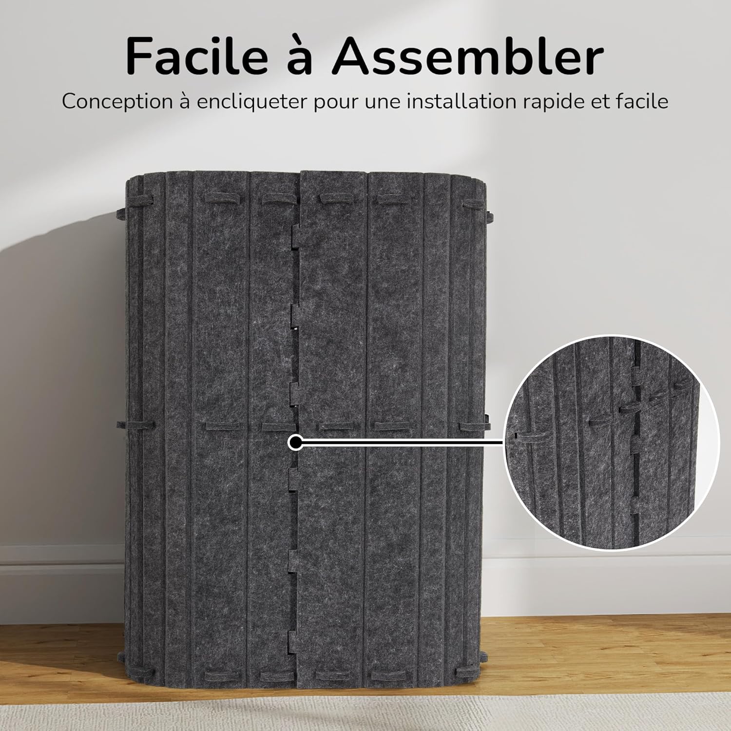 Thumbnail 6 de FUKUMARU Niche pour chat d’intérieur 2 étages en feutre gris (45 x 36,5 x 60 cm)