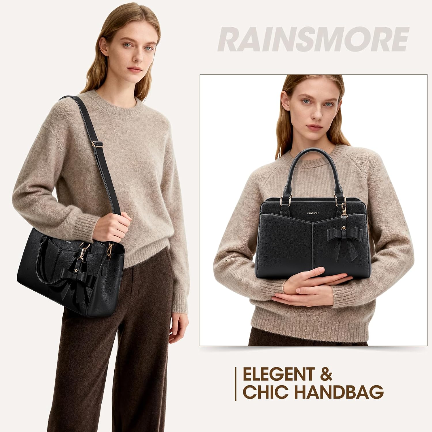 Thumbnail 5 de RAINSMORE PU leather designer handbag – compact top handle, shoulder & tote bag