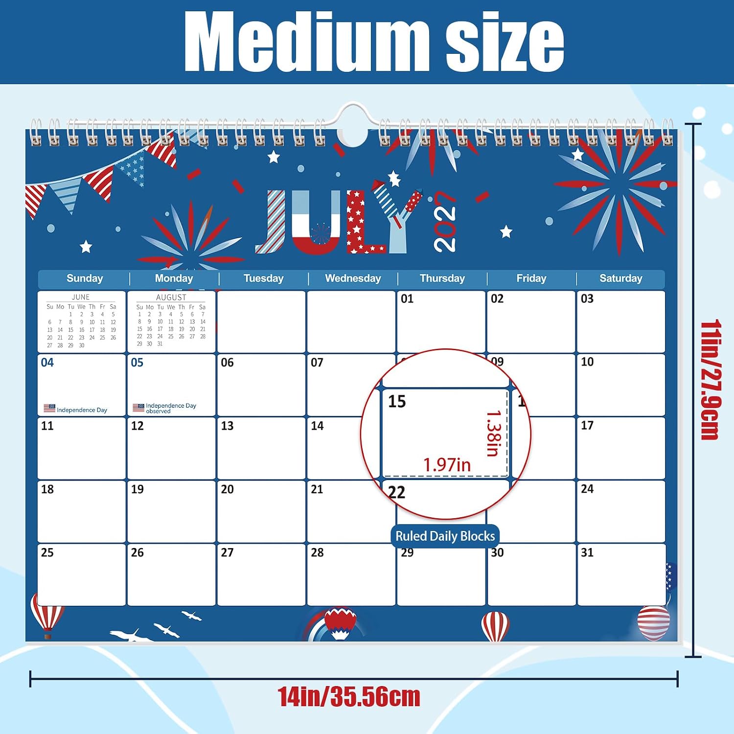 Detalle 2 de GuassLee F Festival cartoon B Wall Calendar, 21-Month October 2026–June 2028, 14" x 11