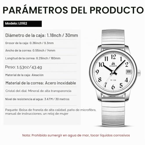 Thumbnail 6 de LN LENQIN Elasticay: reloj de mujer con correa de acero inoxidable y estilo elástico