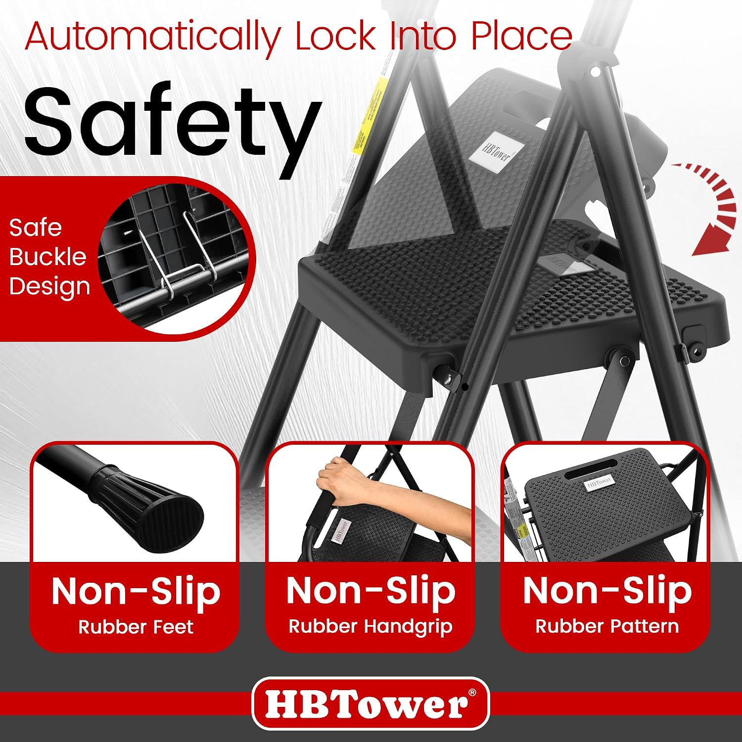 Thumbnail 1 de HBTower Step Ladder 2‑Step Folding Stool