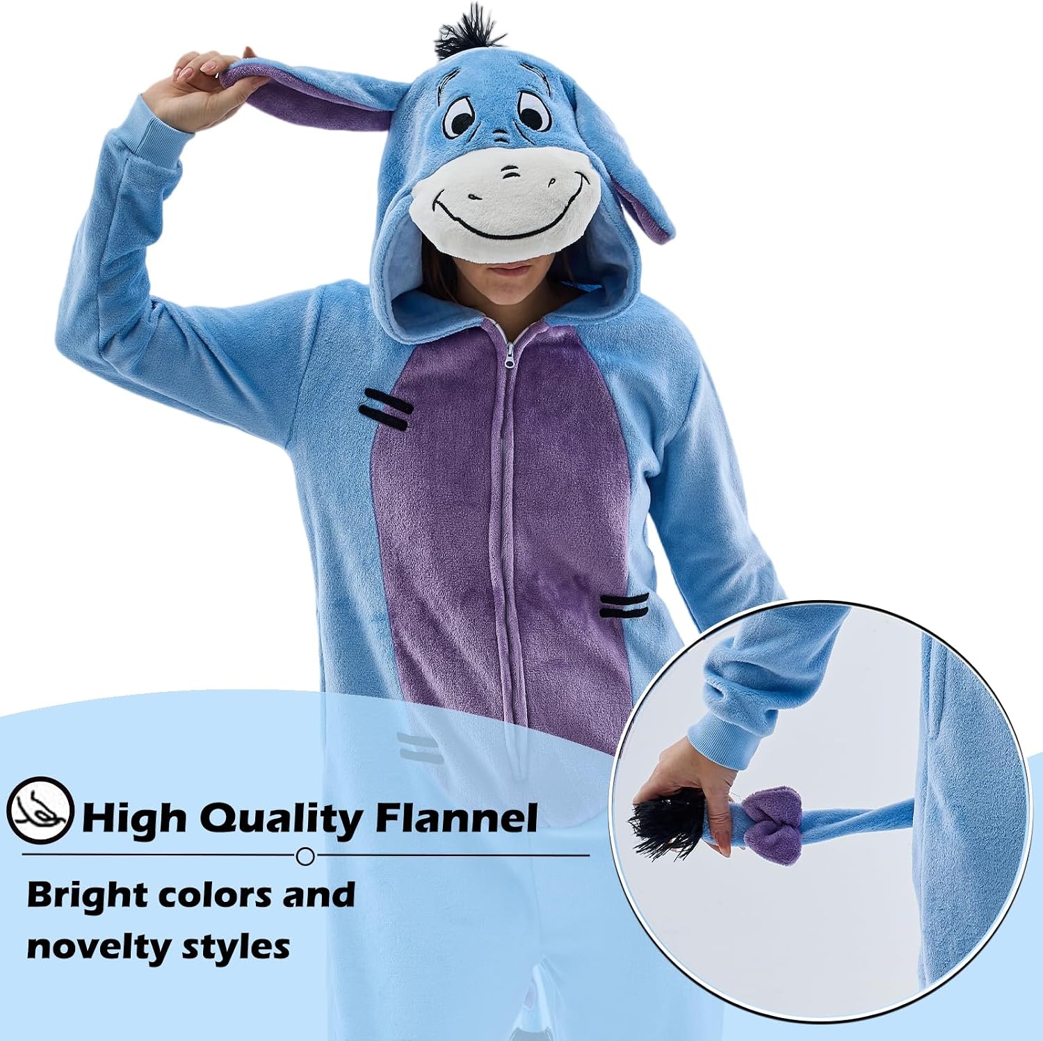 Detalle de GONAAP Eeyore Animal Onesie Pajamas with Zipper and 3D Hood