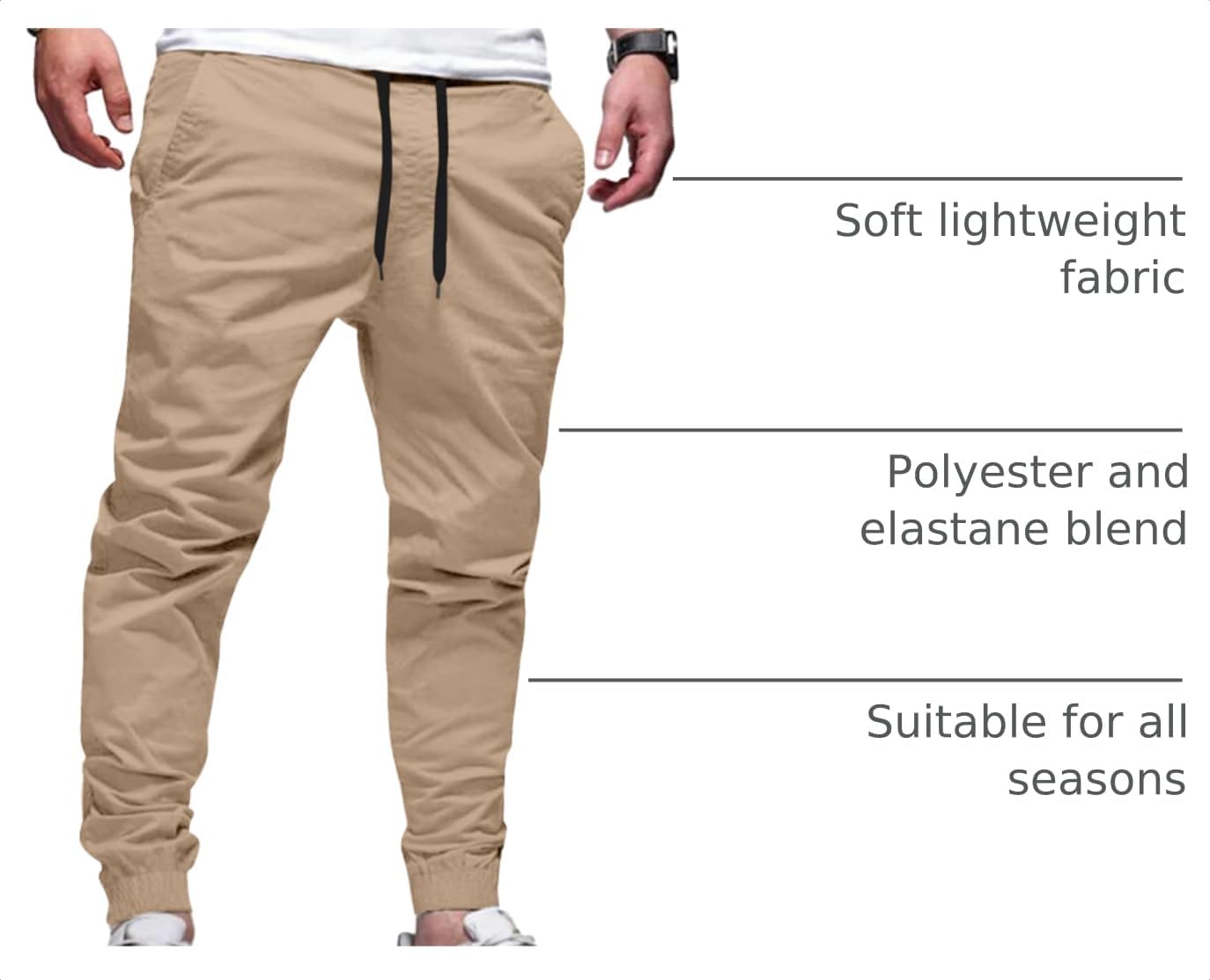 Detalle de HOTake MBC252405012 Men's Casual Chino Jogger Pants, Tapered Fit