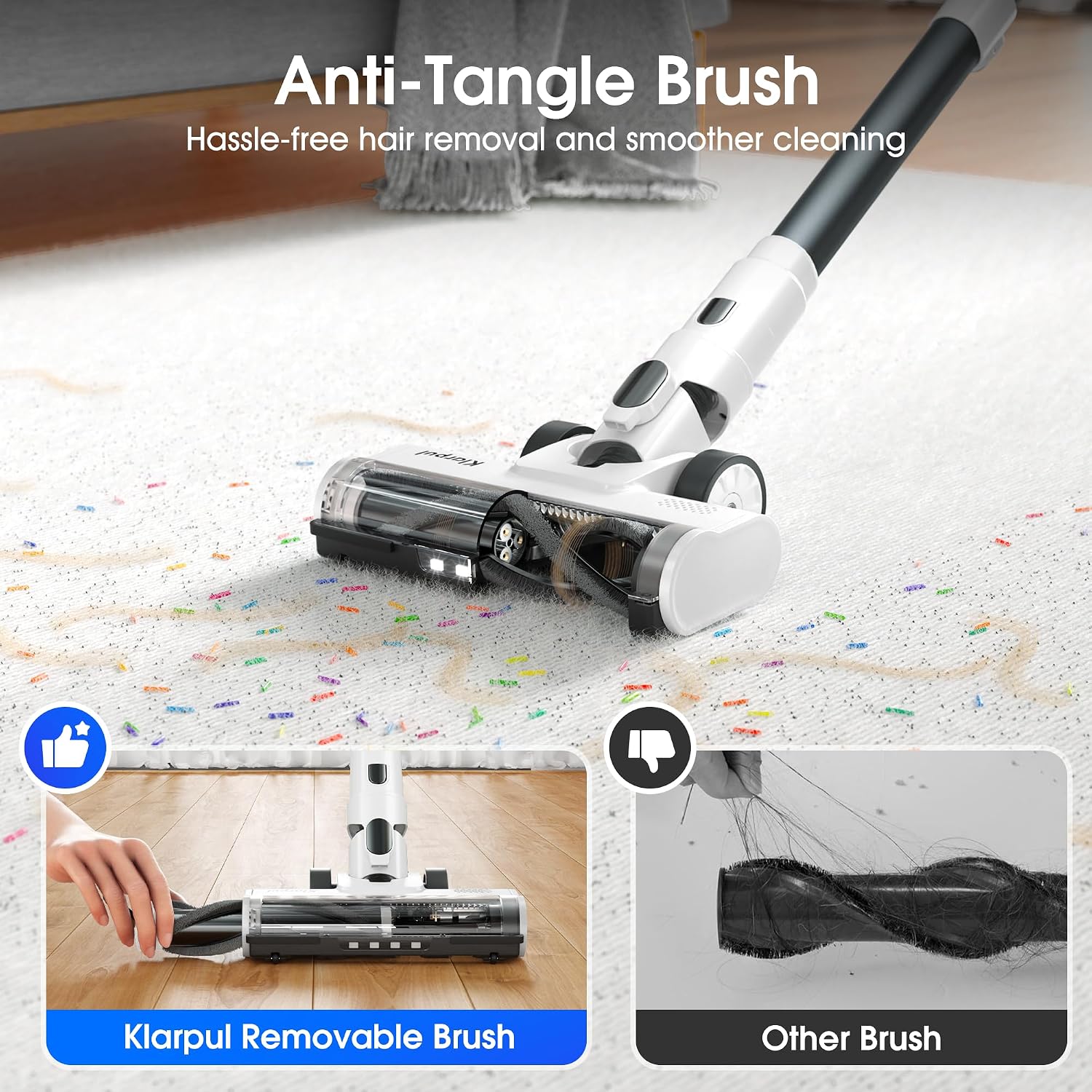 Detalle 1 de Klarpul Cordless Stick Vacuum 140-Minute Runtime