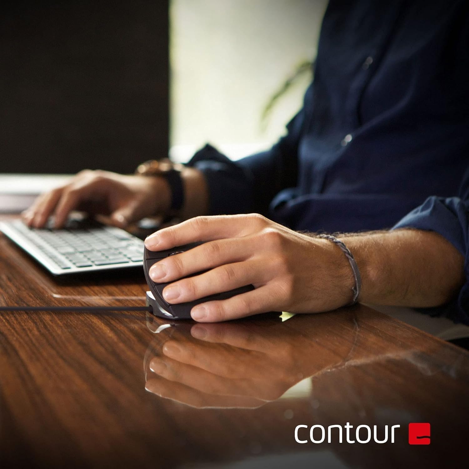 Detalle de Contour Unimouse UNIMOUSE-L – przewodowa mysz pionowa dla leworęcznych, 6 przycisków