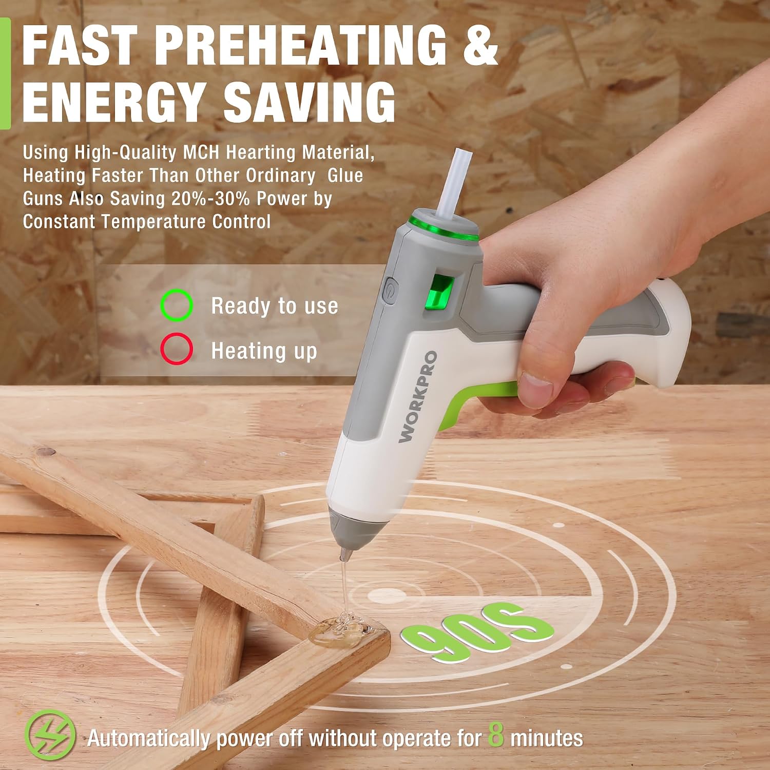Detalle de WORKPRO Cordless Glue Gun 3.6 V