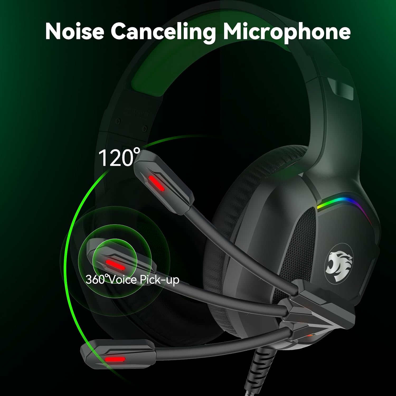 Detalle de IMYB A36 Gaming Headset with Mic, 50mm Drivers and RGB Lighting