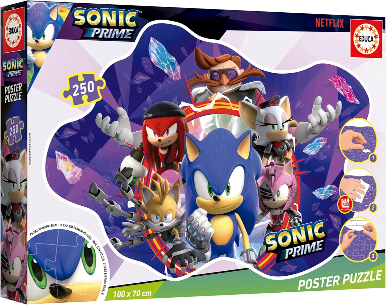 Thumbnail 3 de Educa Sonic Prime Poster Puzzle enfant 250 pièces (100 × 70 cm) avec forme extérieure particulière