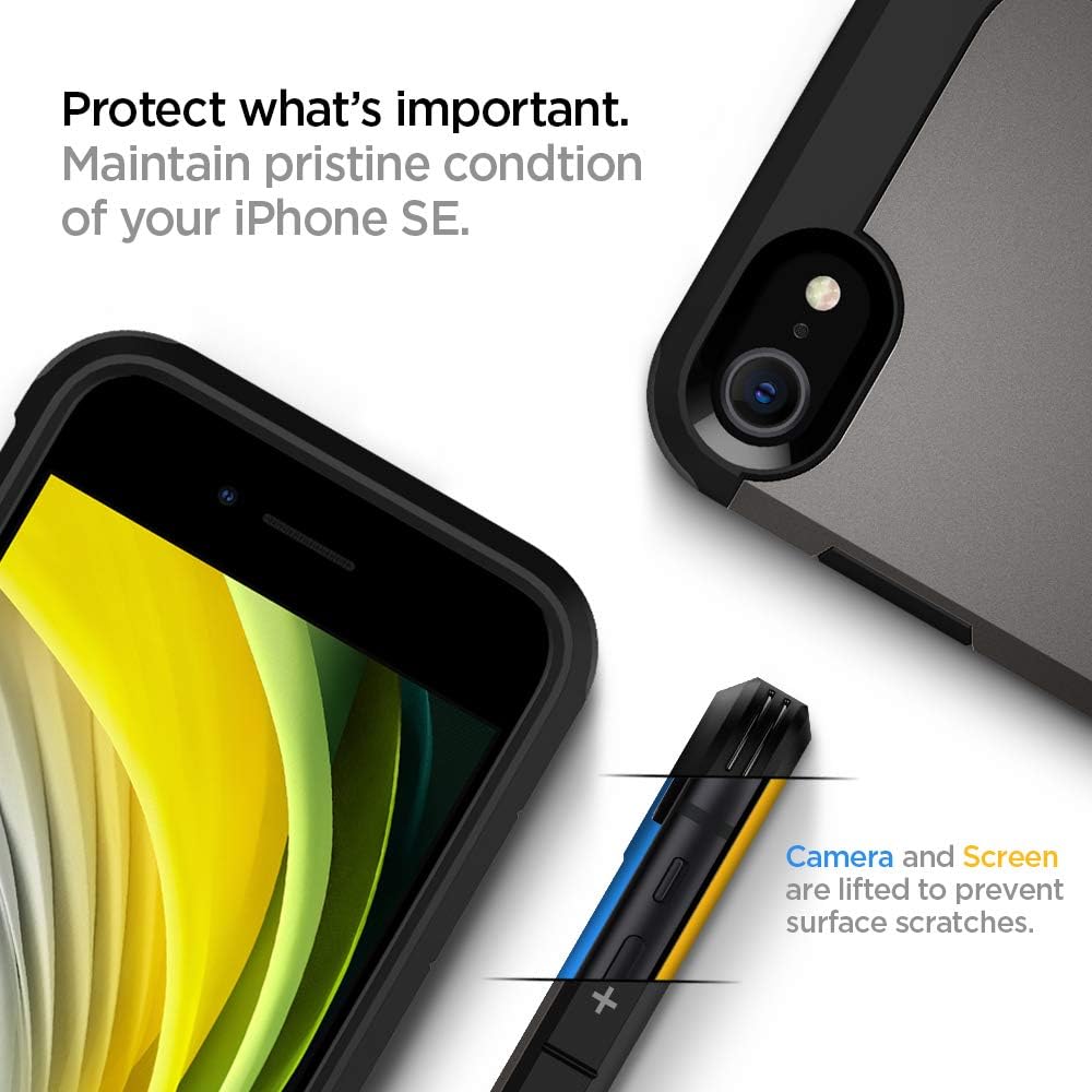 Detalle de Spigen Tough Armor coque pour iPhone SE 2022 5G / SE 2020 (Gunmetal)