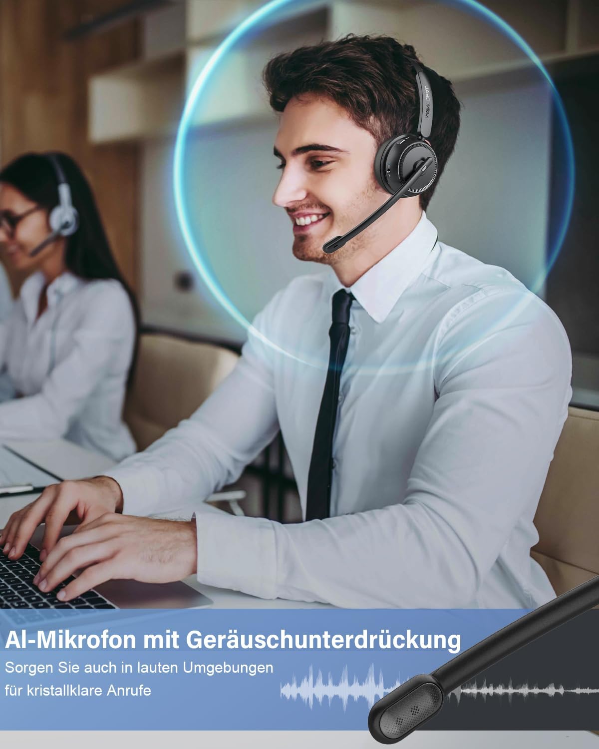 Thumbnail 1 de MONODEAL Bluetooth Headset mit Mikrofon – kabellose Lösung für Büro, Callcenter & Zoom