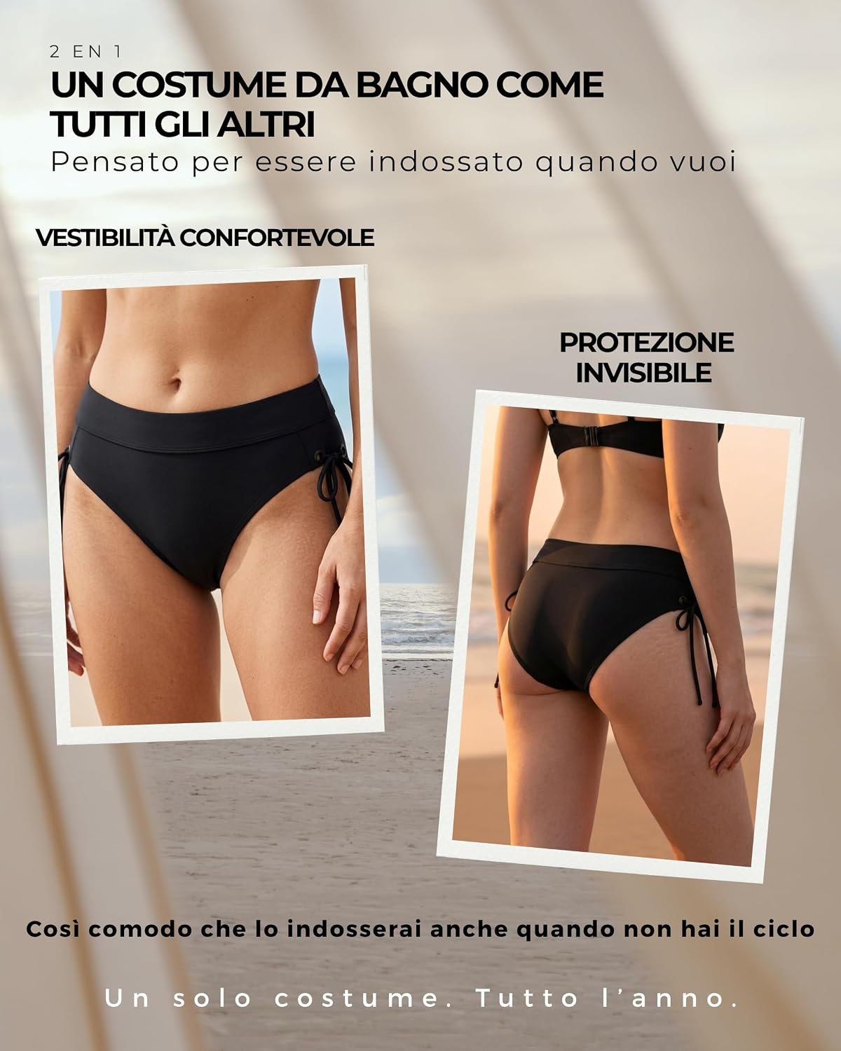 Detalle de MOOPRA Costume da Bagno Mestruale NAIA con AquaSecure
