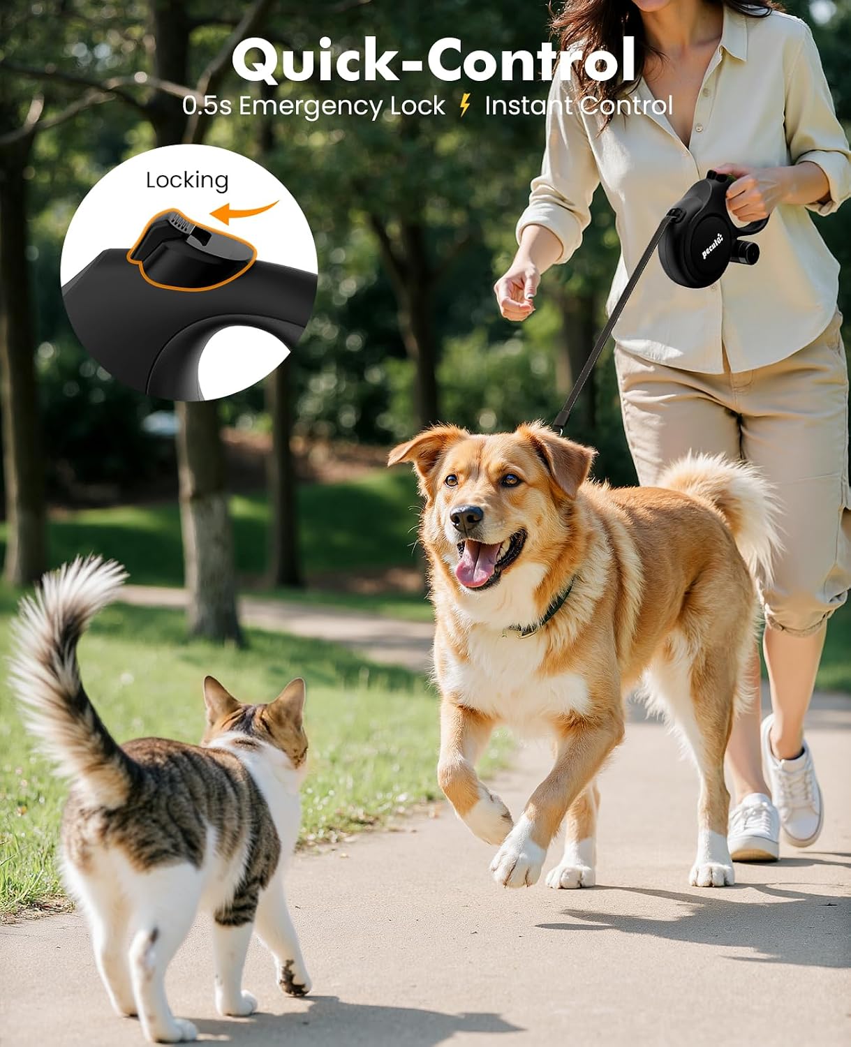 Detalle 1 de Pecute Retractable Dog Leash 8m Black