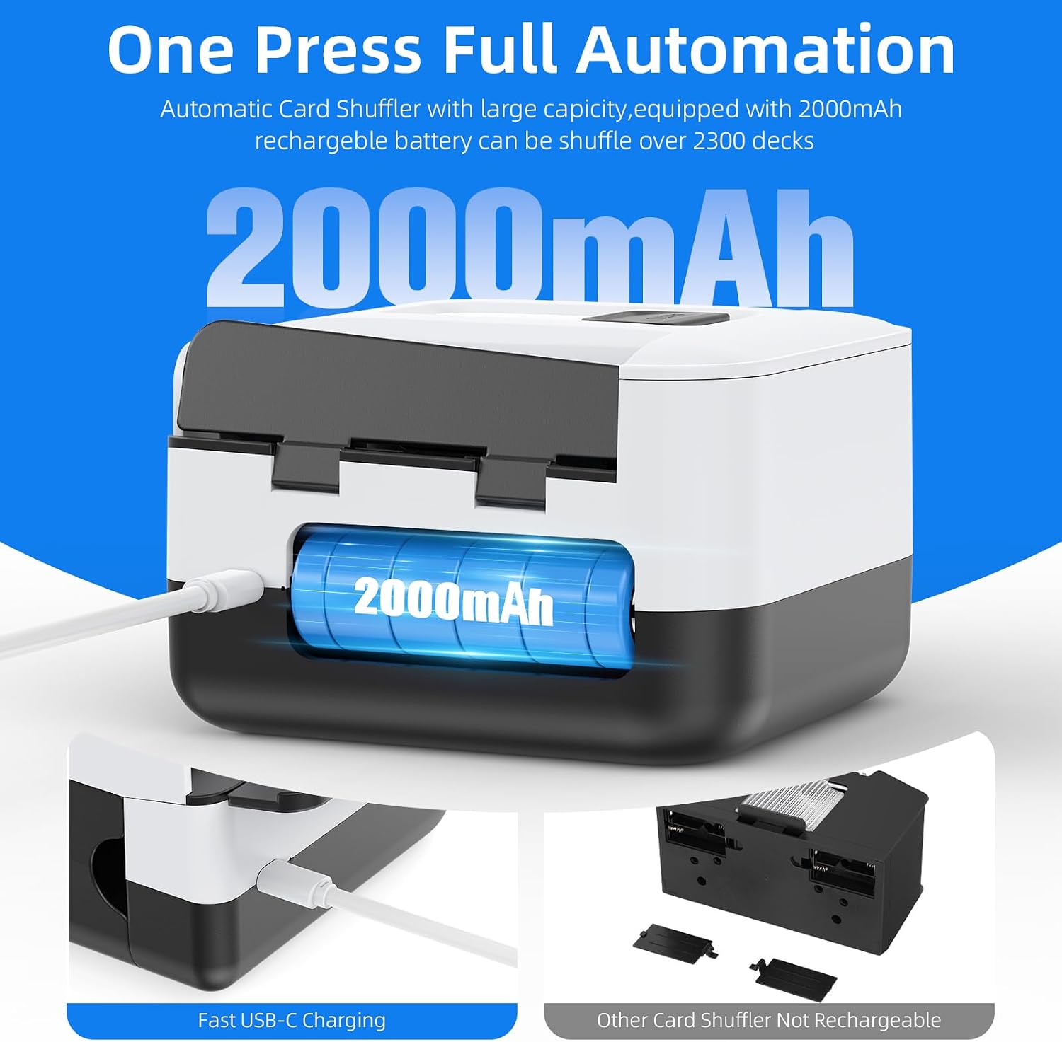 Detalle 2 de AOOELLO Automatic Card Shuffler 1-2 Decks 🎴