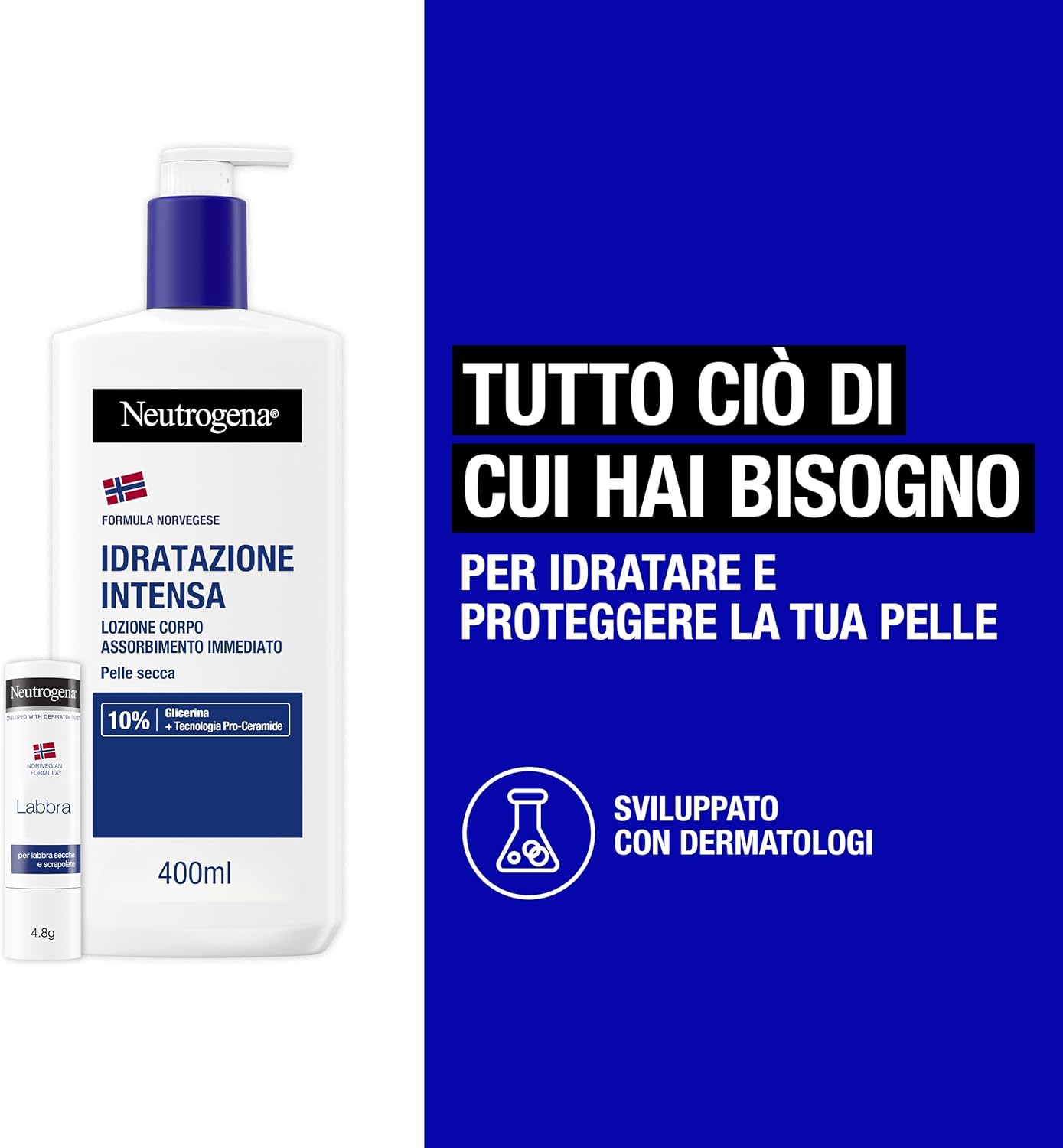 Thumbnail 6 de Neutrogena Formula Norvegese Skincare Kit: crema corpo idratante 400 ml e balsamo labbra 4,8 g (Esclusiva Amazon IT)