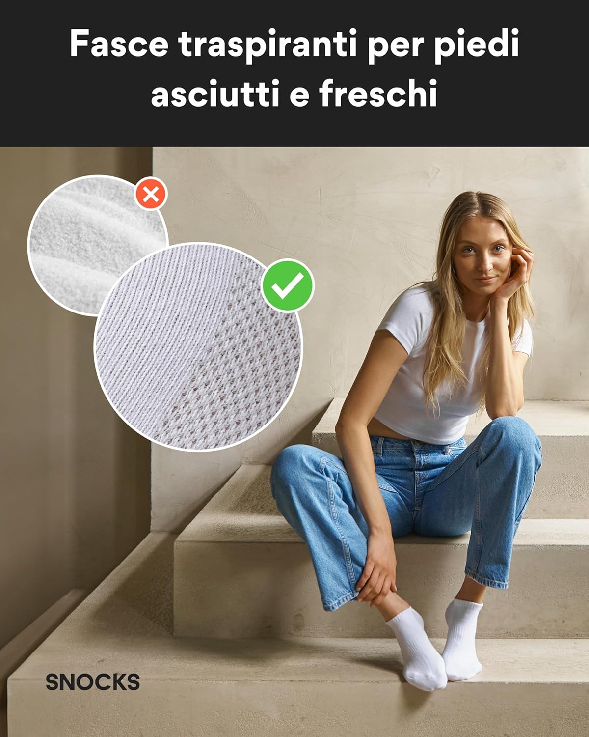 Thumbnail 2 de Snocks 6 paia di calze sneaker traspiranti in cotone organico (taglie 35–50) per uomo e donna