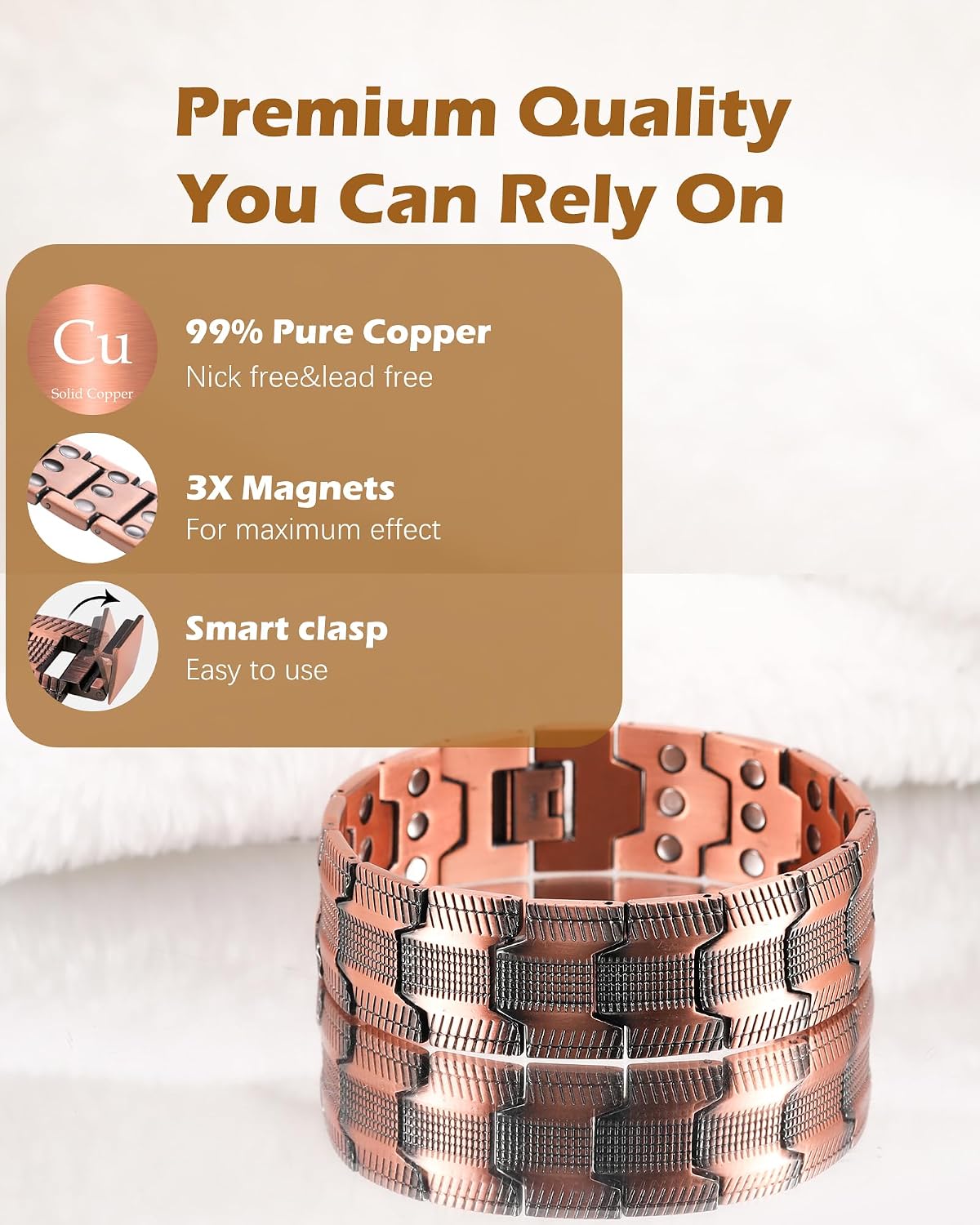 Detalle de Jeracol copper magnetic bracelets, 3X