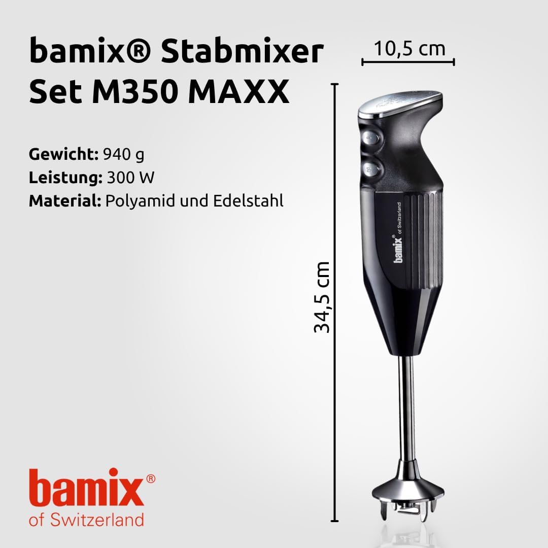Thumbnail 2 de bamix Stabmixer Set M350 MAXX (300 Watt) inkl. Zubehör: Multifunktions-, Fleisch- & Gemüsemesser, Quirl und Schlagscheibe