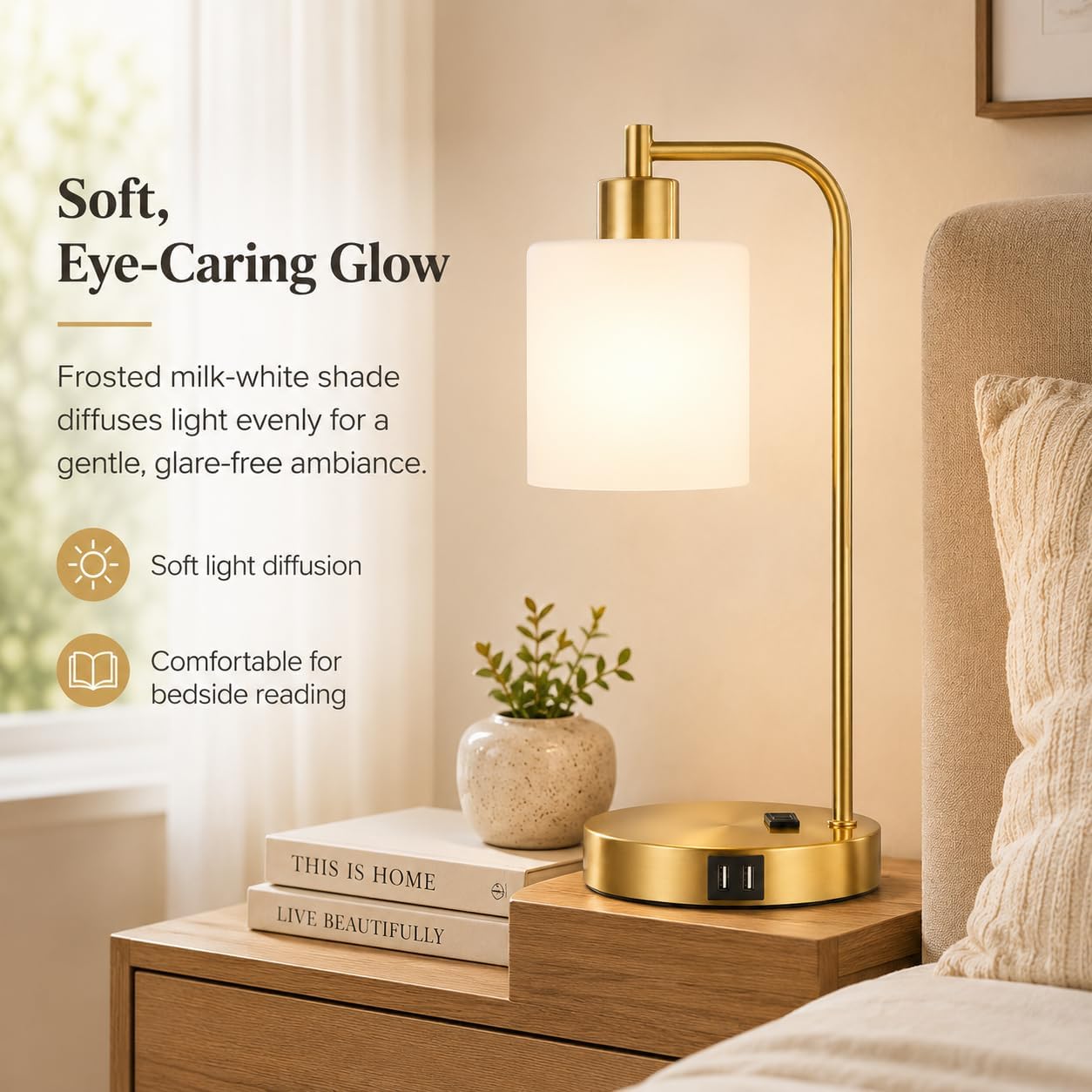 Detalle de Touch-Control Table Lamps with Opal Glass Shades