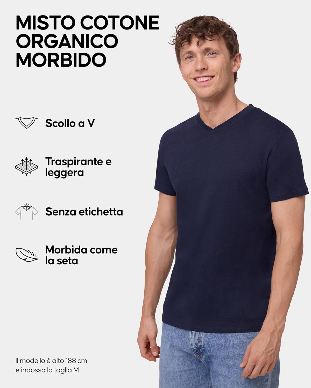 Thumbnail 1 de DANISH ENDURANCE T-Shirt Uomo Cotone: Maglietta intimia senza etichetta in cotone + modal