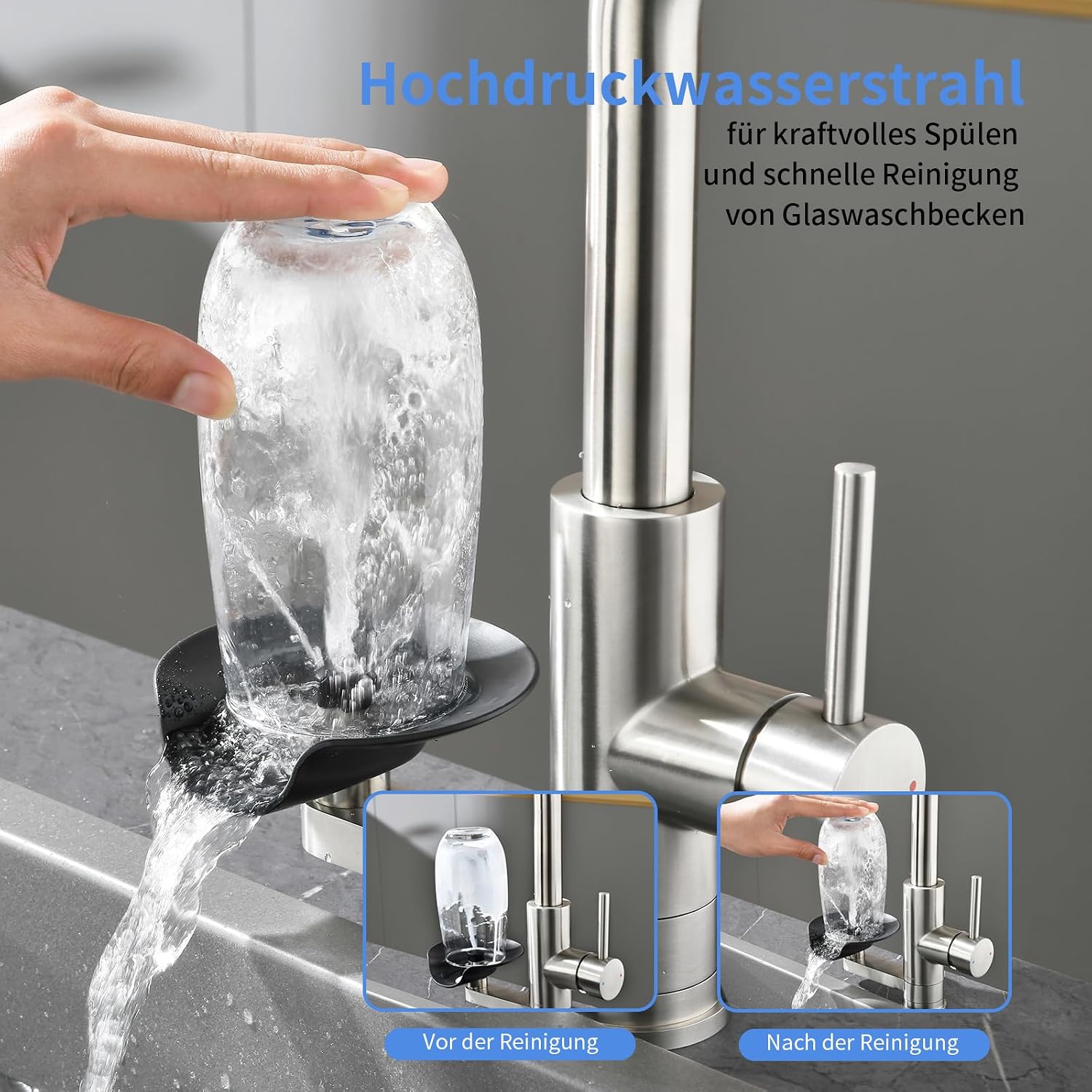 Detalle 2 de LakeBayMZC MZC-YN-S3049-5J – trójdrożna bateria kuchenna 304 z wyciąganą wylewką